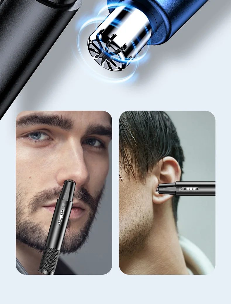 Electric Nose Hair Trimmer Beard Clipper Rechargeable Multi-kinetic Washable Shaving 2in1 Nose Ear Hair Trimmer Electric Razor