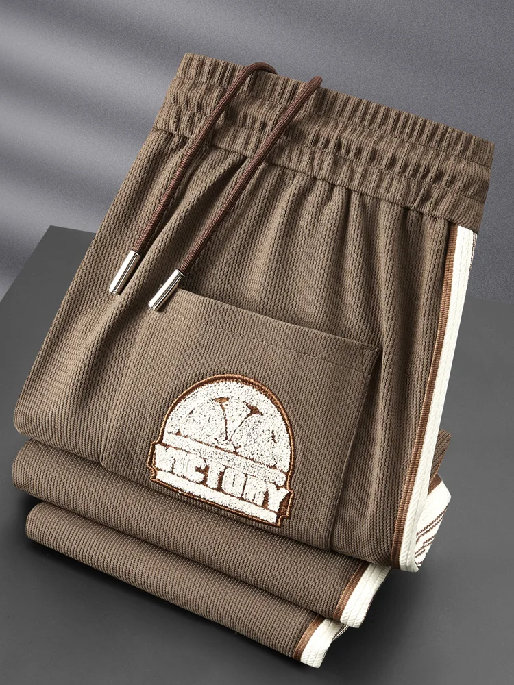 

Spring Summer Thin Cotton Straight Leg Sweatpants Men Slim Fit Casual Sports Low Waist Long Pants Trendy Breathable Leisure P...