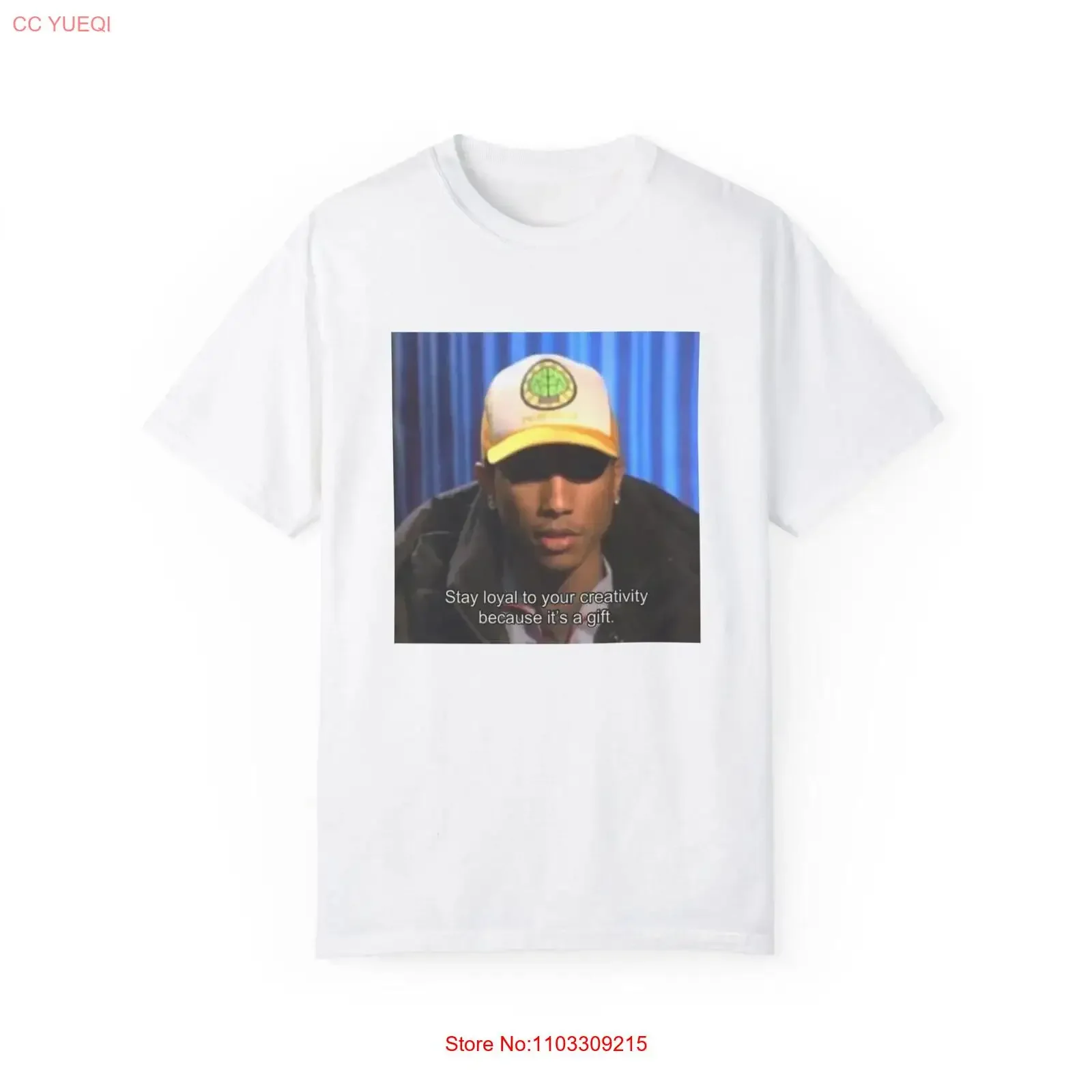 T-shirt avec citation de Pharrell 'Stay Loyal', teint en pièce, style décontracté tendance, style unique, vêtement pour passionnés d'art, vintage, délavé, extensible