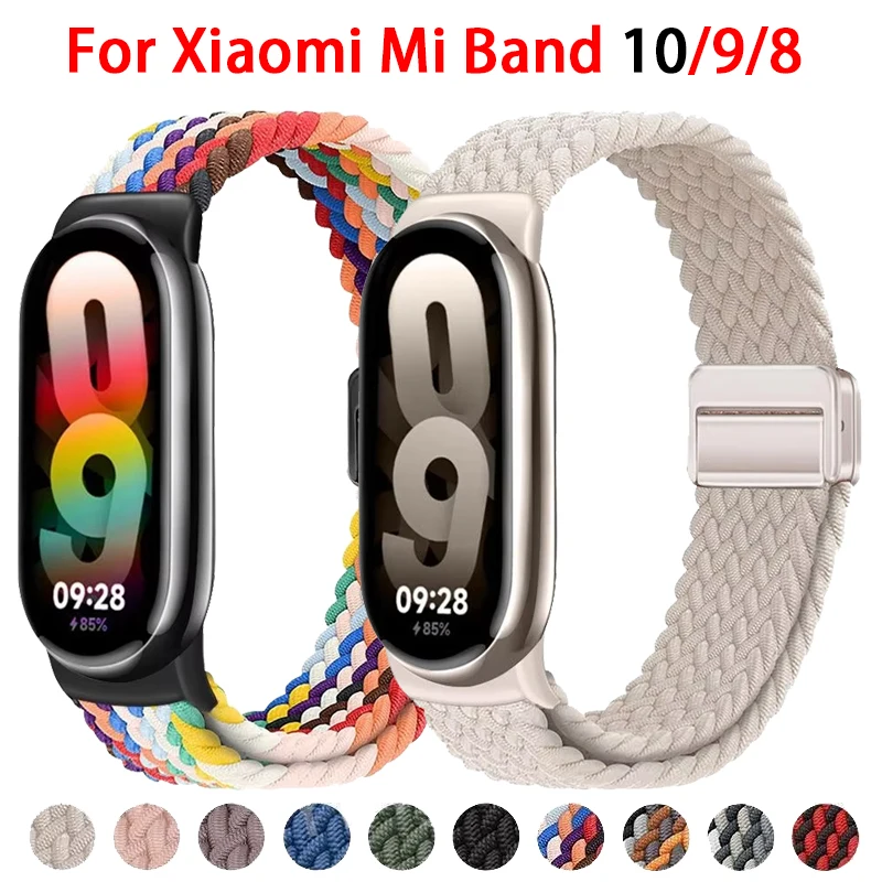 Nylon Schleife Strap Für Xiaomi Mi Band 10/9/8 Magnetische Armband Ersatz Für Mi Band 10 9 8 armband Für Mi Band 10 Zubehör