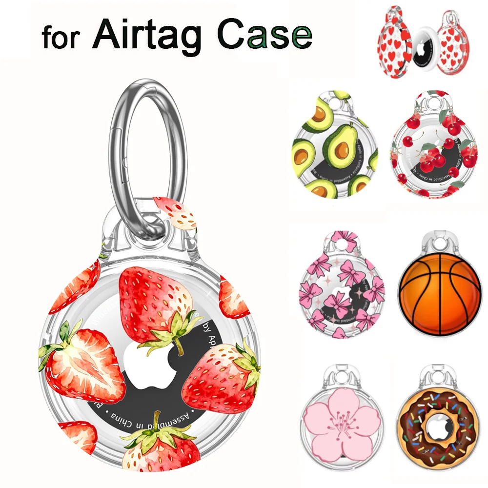 Eayburst AirTag Case Holder Waterproof TPU Protective Cover with Keyring Creative Pattern Air Tag Holder for Pets Keys Backpacks