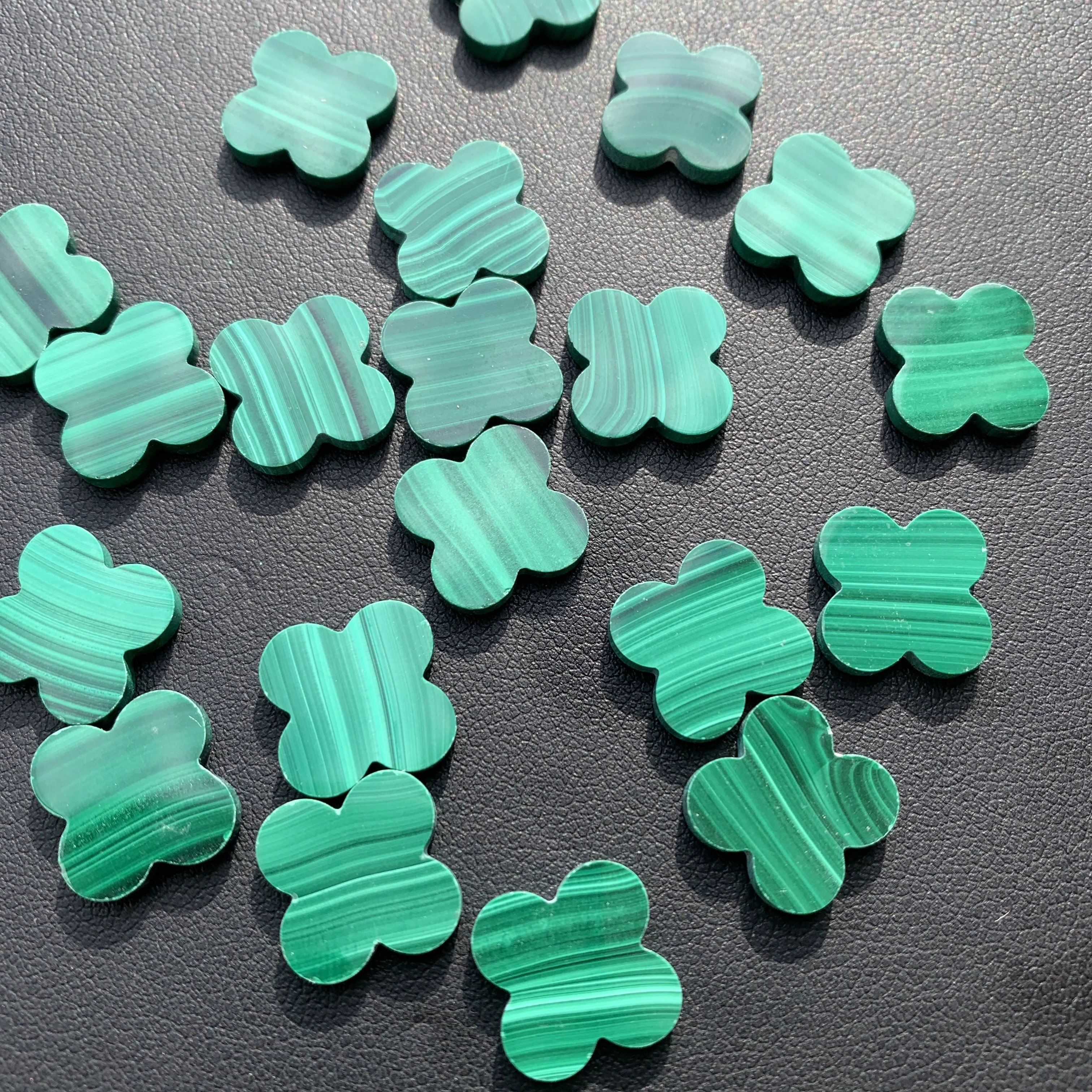 14mm Natural Green malachite four leaf clover for pendant Jewelry Making DIY Bracelet Necklace Parts