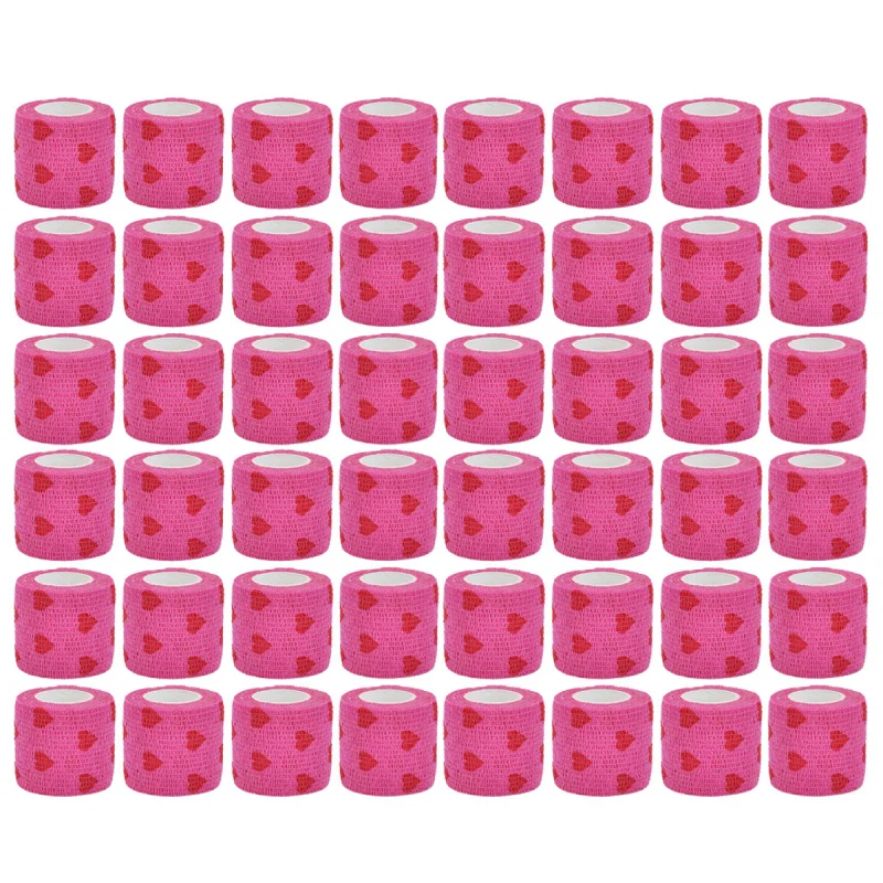 

3/6/12/24/48PCS Pcs Red love heart Printed Self Adhesive Elastic Bandage 4.8m Sports Wrap Tape for Finger Joint Knee