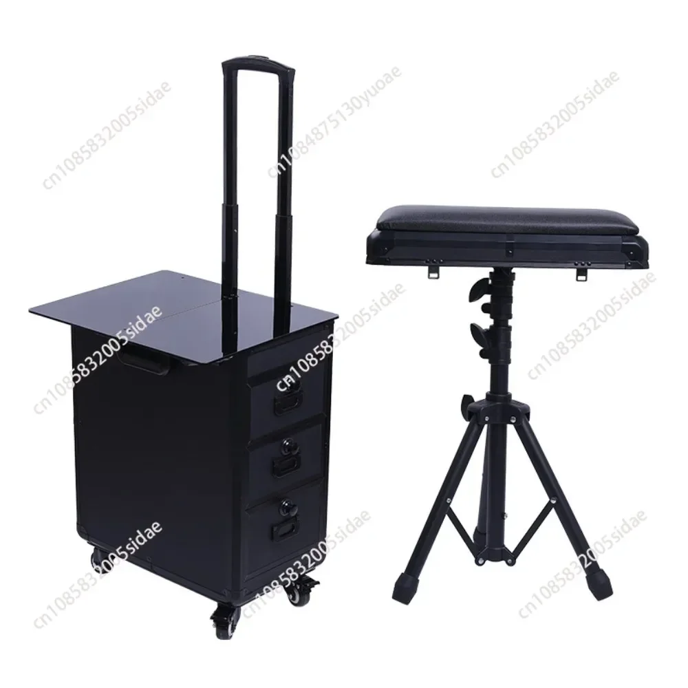 For High-Capacity Draw-Bar Box Dual Purpose Able Arm Bracket Portable Suitcase Tattoo Trolley Bag Artist Tools Storage CAS