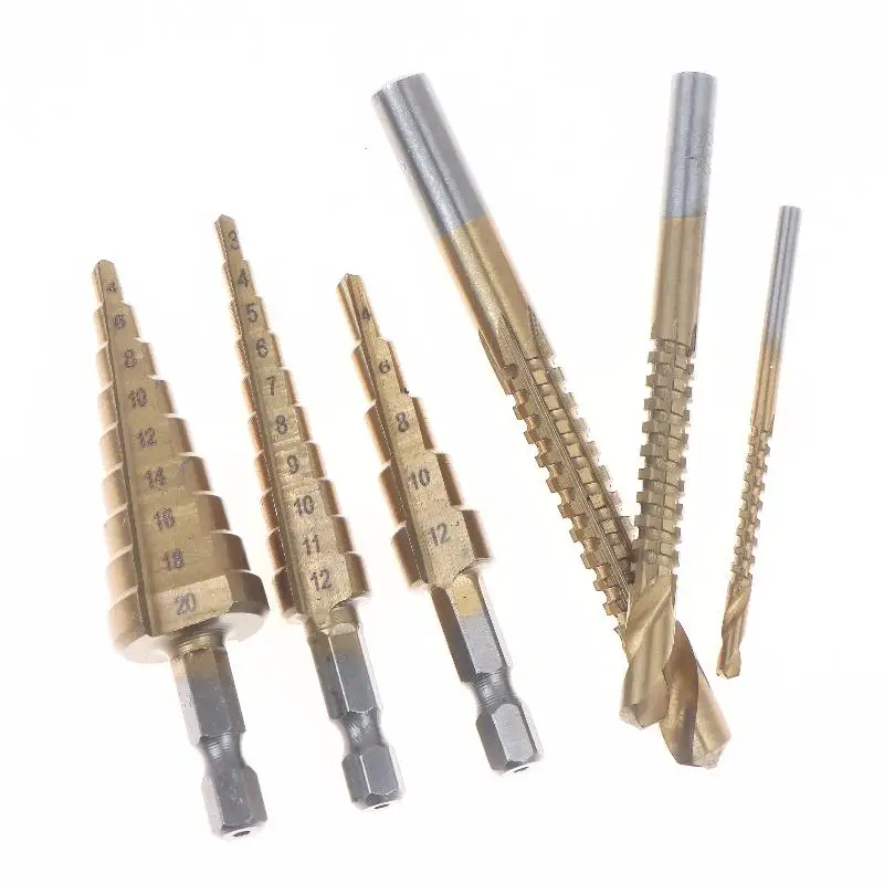 

6pcs Titanium Drill Bit Set 3-12mm For Metal Wood/Hard Steel Twist Bits Corrosion Resistant Precision Hole Enlarging Tools