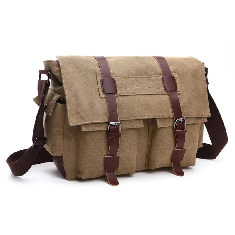 High Quality Men Business Messenger Bags Shoulder Bag Large Capacity Canvas Crossbody Pack Retro Casual Office Travel Bag New