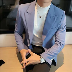 Top Quality Business Formal Wear Solid Blazer Men Clothing 2022 Single Breasted Slim Casual Suit Coats Men Club Social Clothing