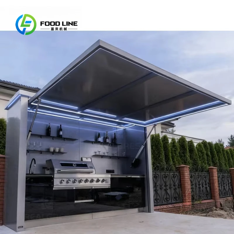 Customized Fireproof Eco Friendly Modular Outdoor BBQ Kitchen Cabinet Stainless Steel Modern Style For Villa Outdoor Cooking