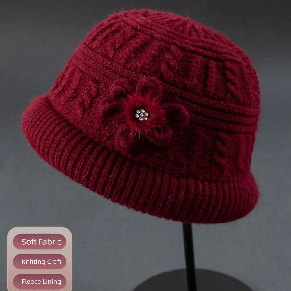 قبعة صياد السمك النسائية الجديدة المقاومة للرياح، قبعة صغيرة ناعمة محبوكة، قبعة أمي قابلة للتمدد للخريف والشتاء #2