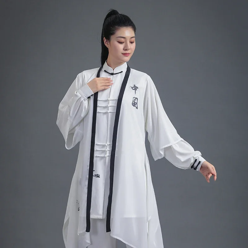 Tai Chi Clothes Martial Art Uniform Wushu Clothing Kung Fu Dress Women And Men Unisex Gradient Kun Master 2024 New Style White