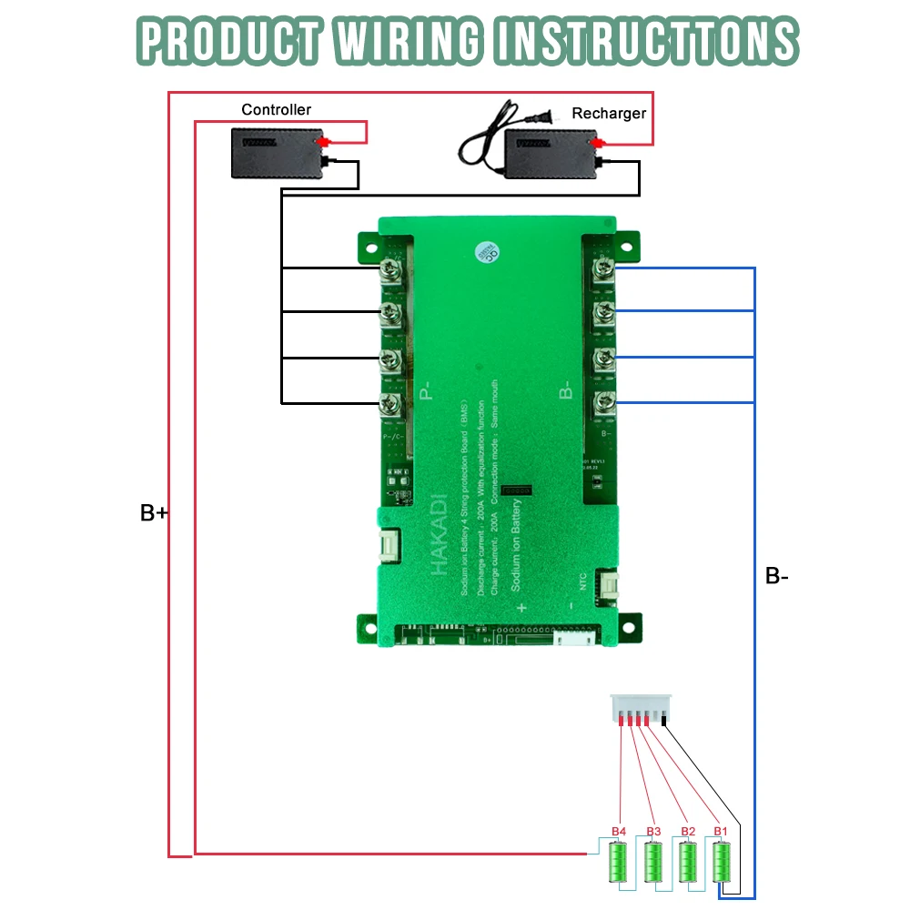 

SelianEnergy 4S 8S Smart BMS 12V 24V 100A/200A Sodium-ion Battery BMS Protection Board For DIY Balance Car Start