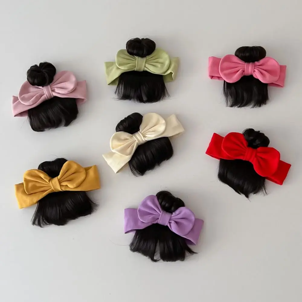 Bebê recém-nascido Bowknot algodão peruca, bonito infantil Hairpiece, Headband respirável, criança acessórios para o cabelo, bandas macias, DIY