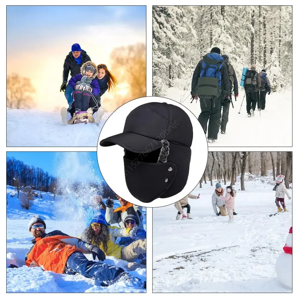 Cotton Warm Thick Hat Male Fashion Windproof Hat Winter Men Outdoor Ear Protection Outdoor Men Winter Earflap for Cycling Hiking