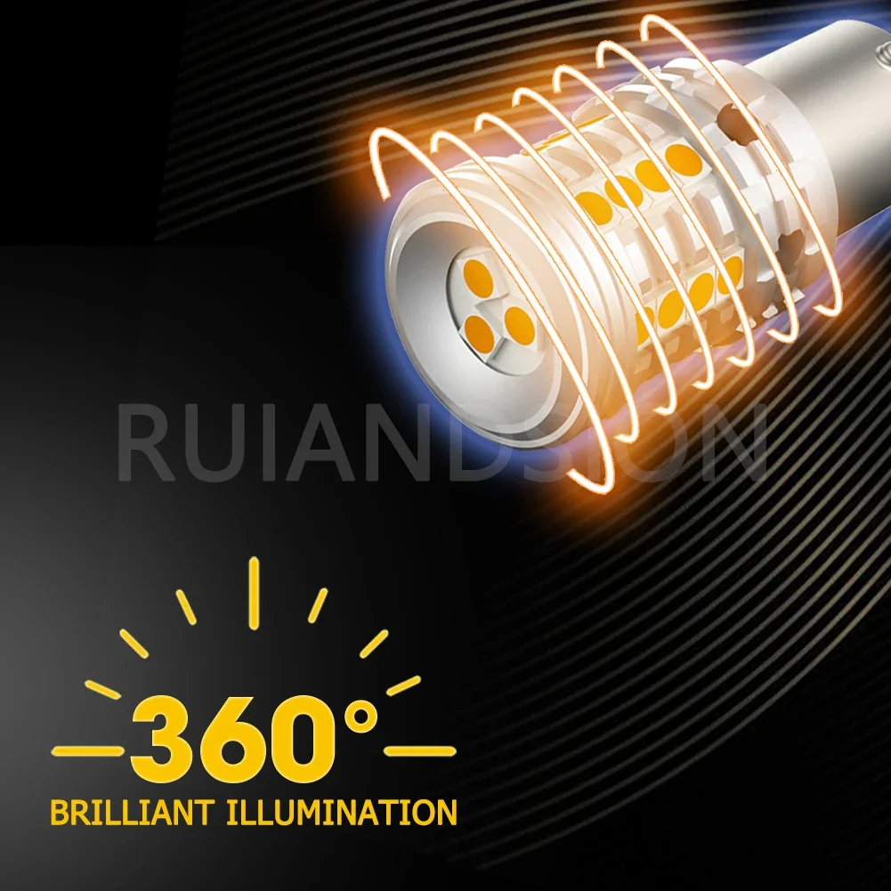 Ruiandsion 1156 BA15S P21W LED أضواء خلفية فرامل السيارة لمبات BAU15S مصابيح إشارة عكس ضوء تحذير 12 فولت كهرماني أصفر مناسب SUV #4