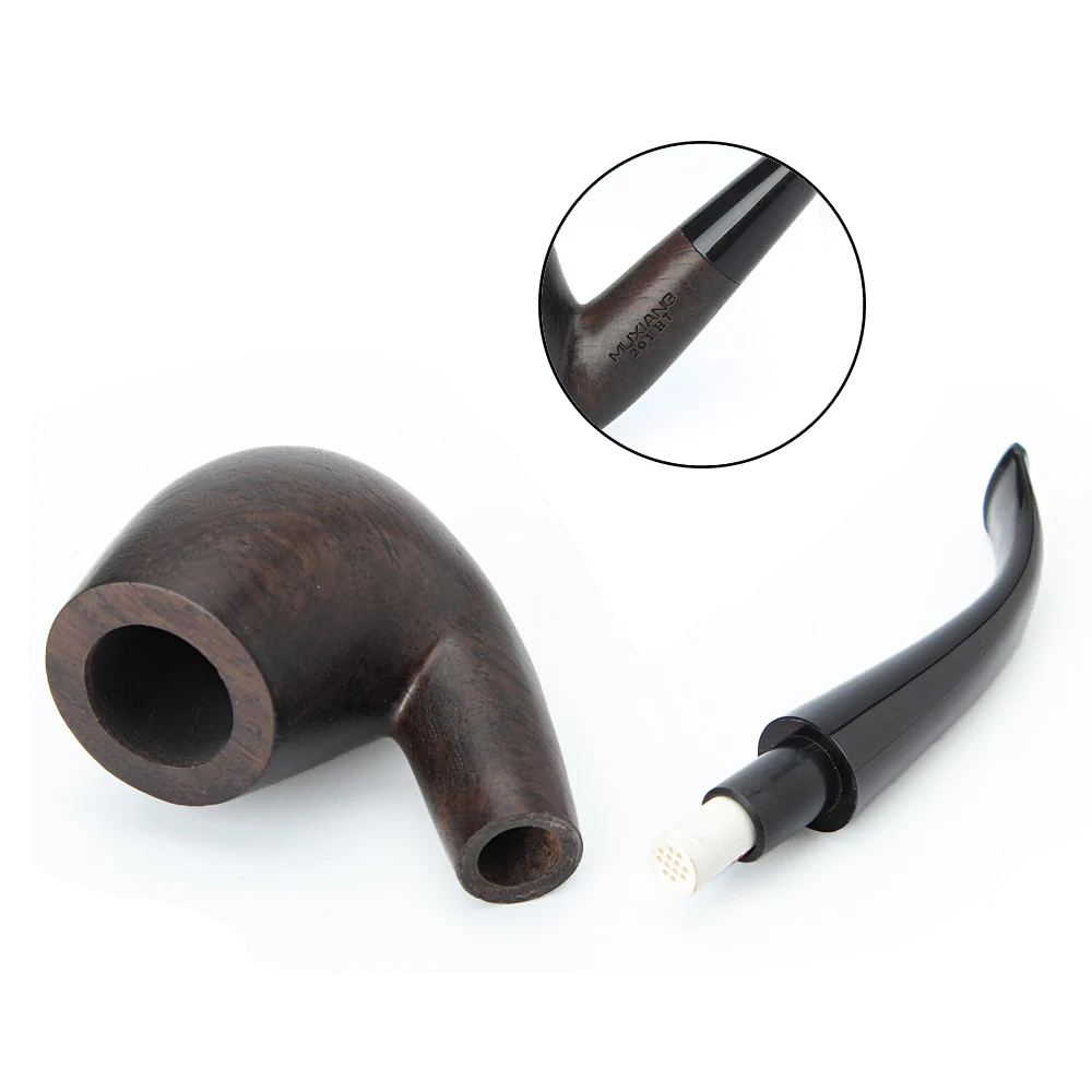 Old Fox Black Sandalwood Tobacco Bent Brandy Pipe Set Accessories 9MM Filter Solid Wood Dry Ebony Smoking Pipe 10 Tools Kits