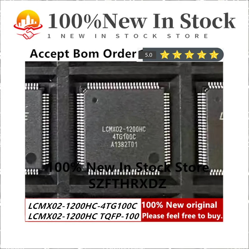 100% NEW ORIGINAL LCMXO2-1200HC-4TG100C TQFP-100 LCMX02-1200HC CPLD MachXO2 Family 2.5V/3.3V 100-Pin (10PCS)