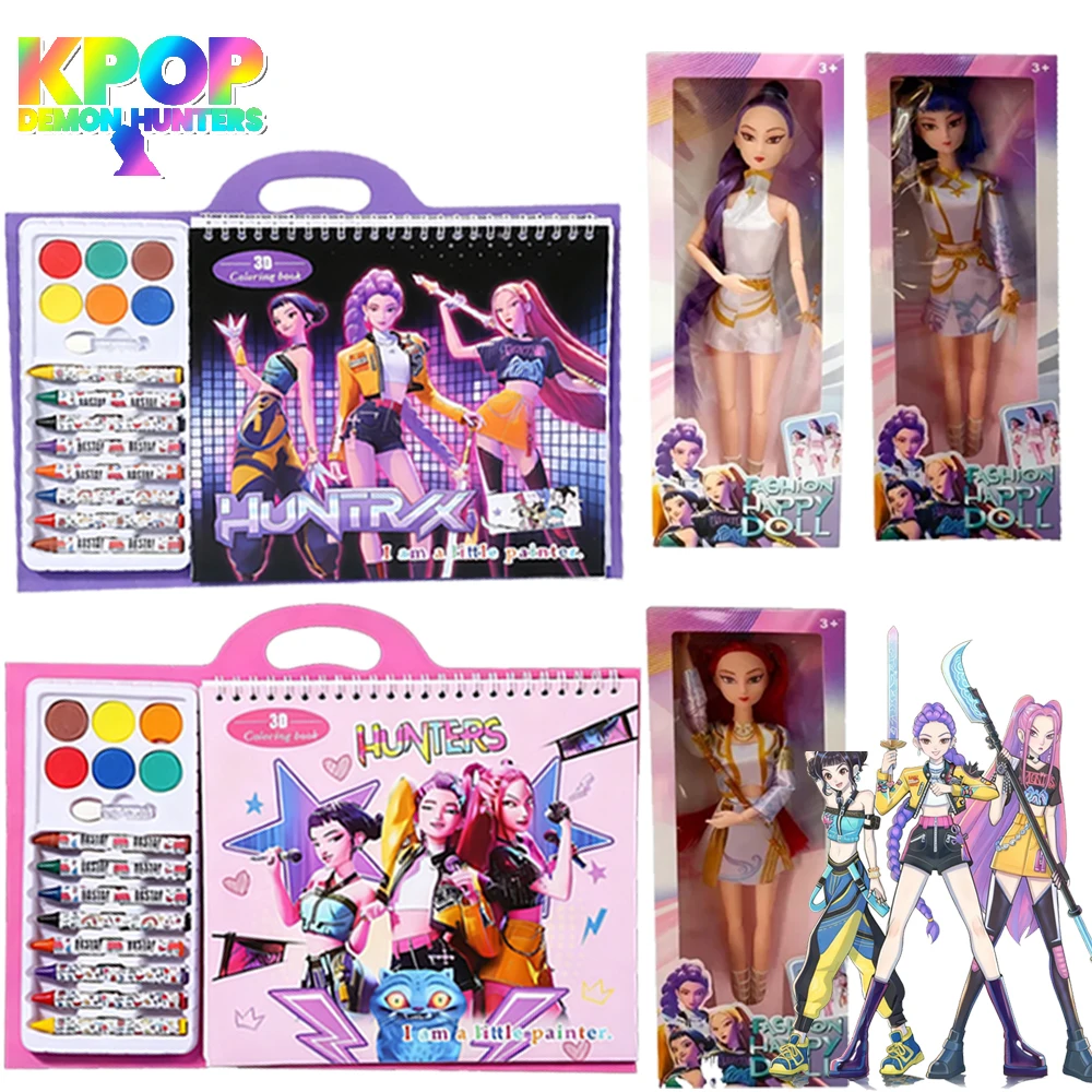 2026 حار شيطان الصيادين تتبع اللوحة أنيمي الكرتون خط رسم الأطفال رسم تلوين كتاب صور هدايا الأطفال #1