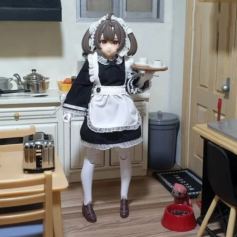 Black White Maid Dress Jk Apron Doll Clothes For 1/12 Scale 6 Inch Female Body Machine Girl Action Figure Accessories