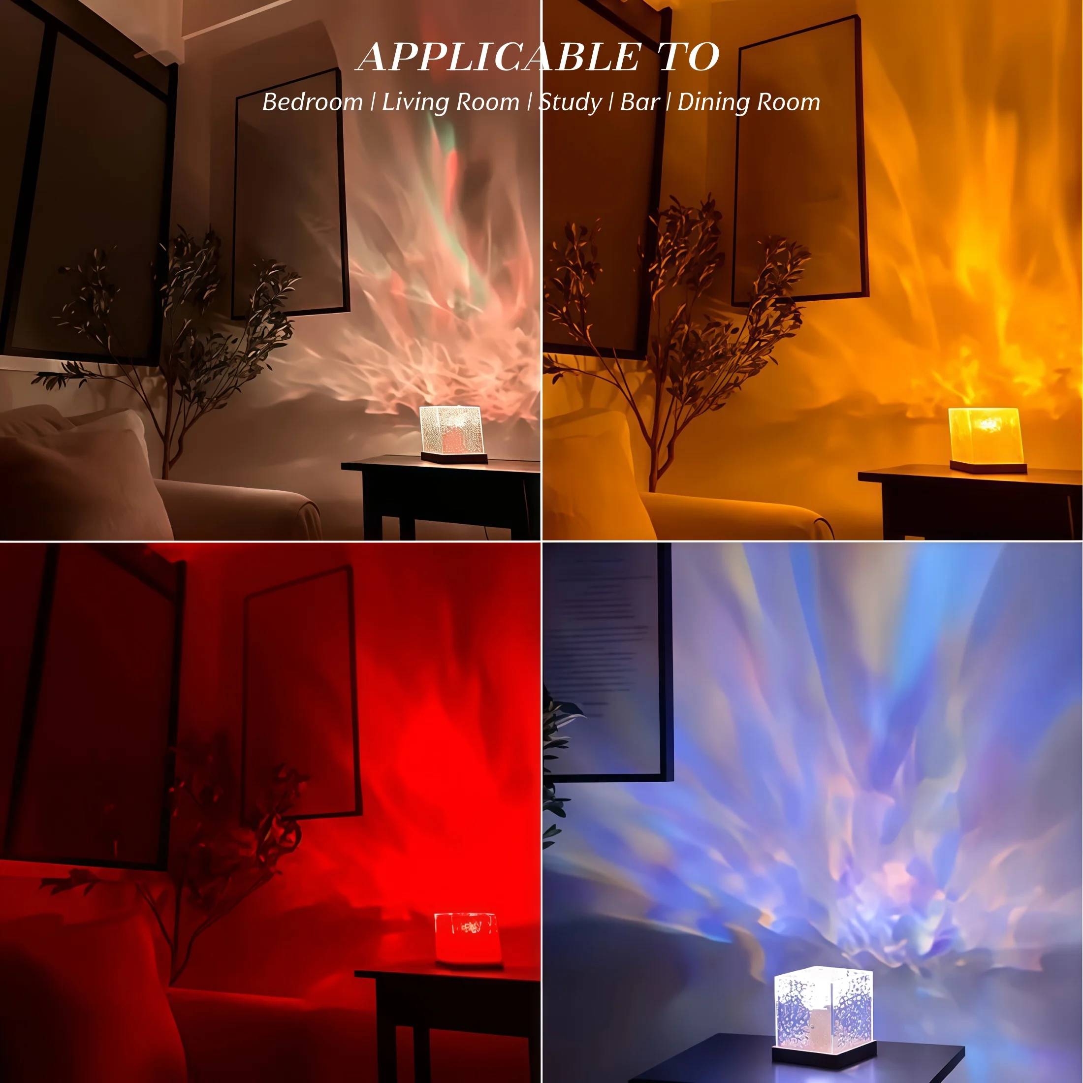 1 مصباح تموج الماء الديناميكي، قابس USB، 16 لونًا، مناسب لغرف النوم وغرف المعيشة وديكورات عيد الميلاد والمهرجانات.