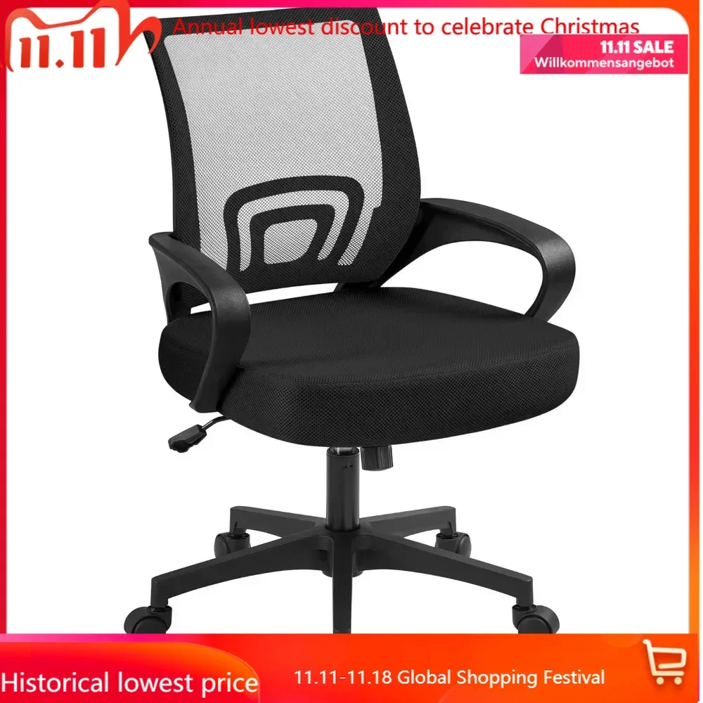 

Office Chair Ergonomic Computer Chair Mid Back Adjustable Desk Chair with Lumbar Support Armrest,Swivel Rolling Mesh bedroom cha