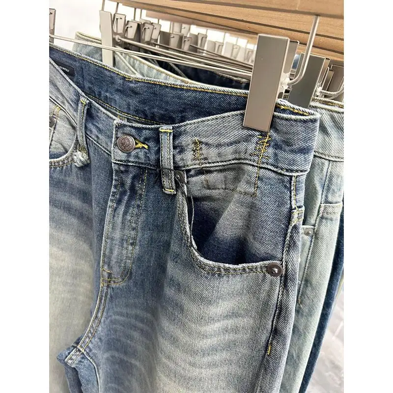 Maxdutti Southern France Jeans Minimalist Retro Boyfriend High Waist Wide Leg Nostalgic Loose Leg Denim Pants Woman Clothes