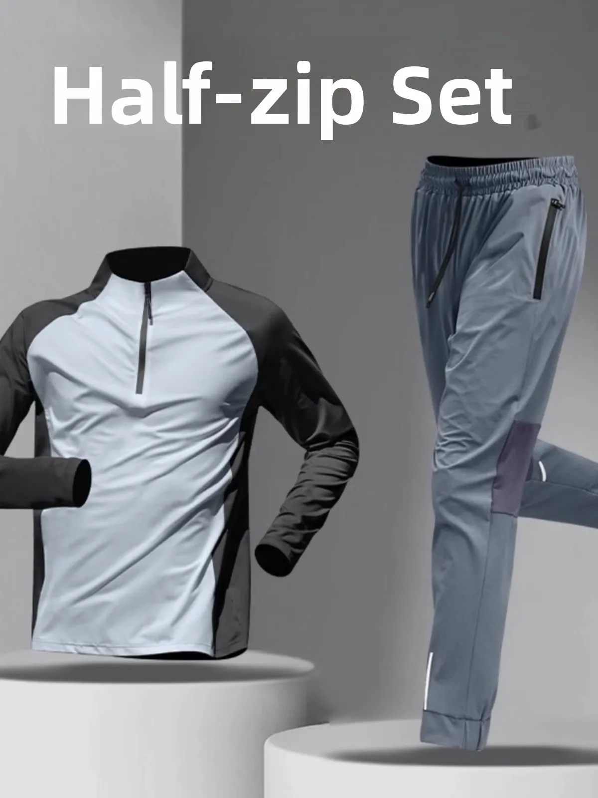 

Men's Sportswear Set Spring Autumn f Zip Long Sve Qui Dry Athletic Running Fitn Morning Workout Training Equipment