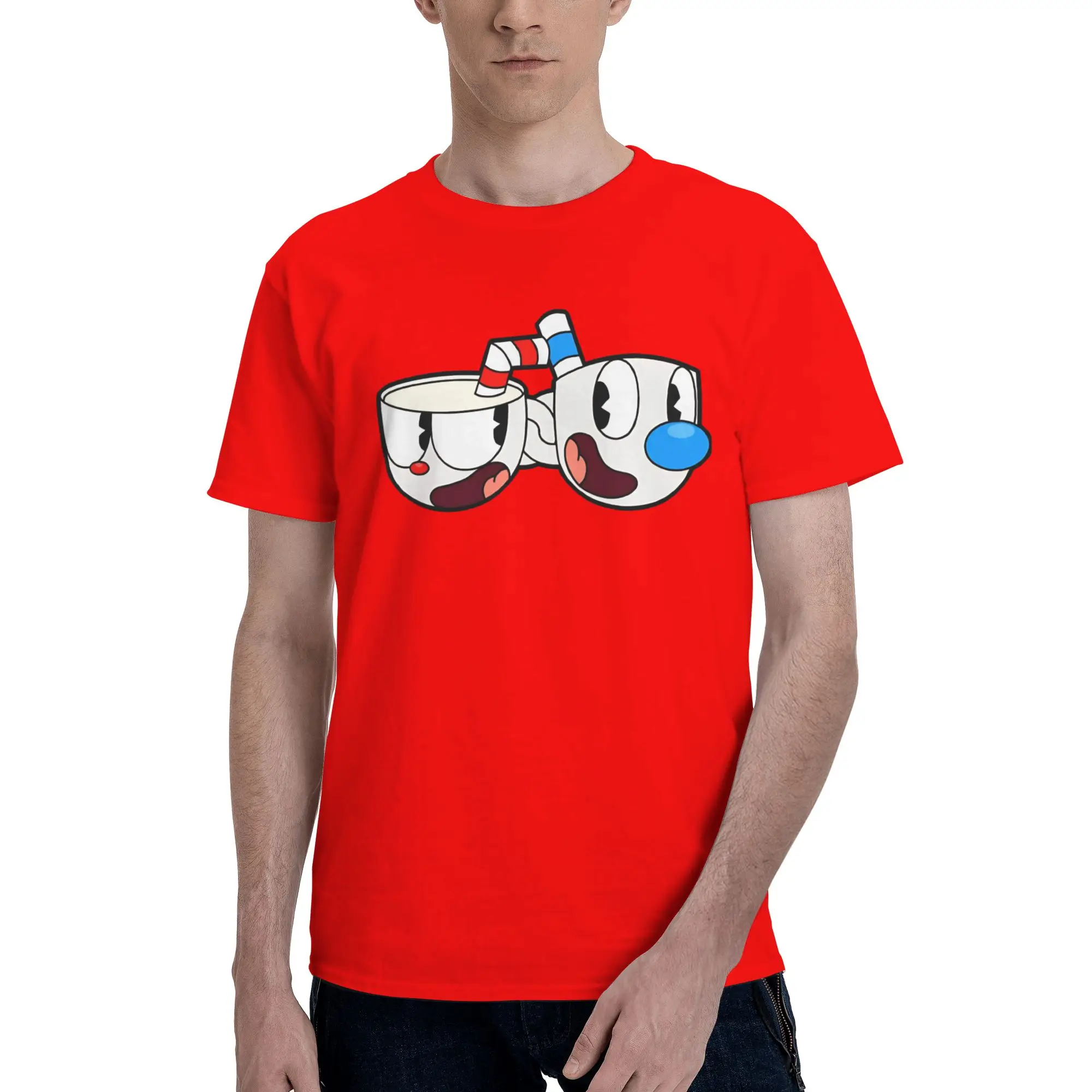 Cuphead and Mugman cup mug New Arrival T Shirt Men Women  Cotton  Tee Shirt Clothing