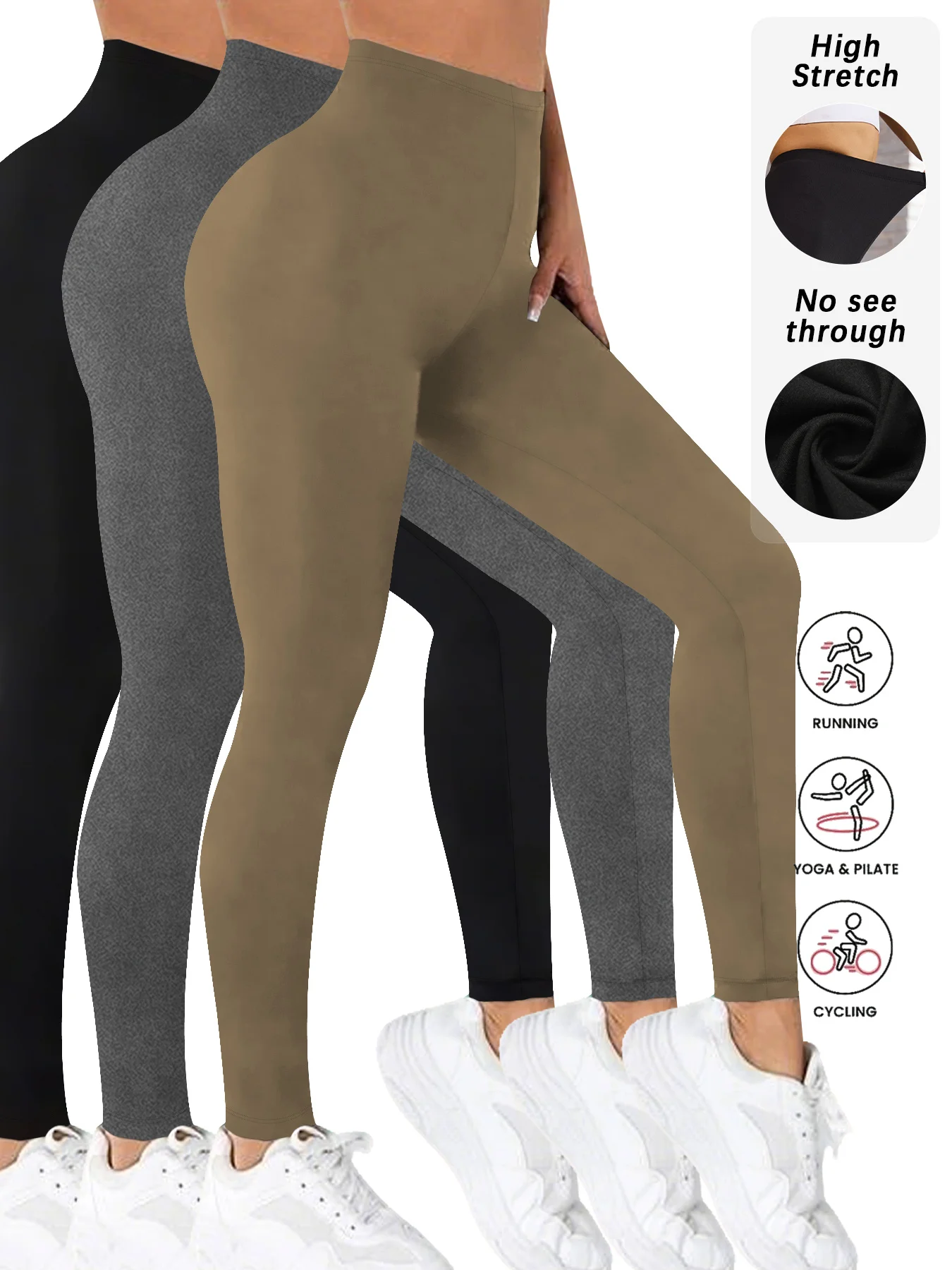 3 عبوات من السراويل الضيقة فائقة النعومة منخفضة الارتفاع للنساء - لباس ضيق عالي المرونة لليوجا والجري والتمارين الرياضية