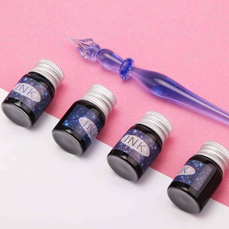 Starry Sky Unique Glass Dip Pen With Color Inks Gift Box Set