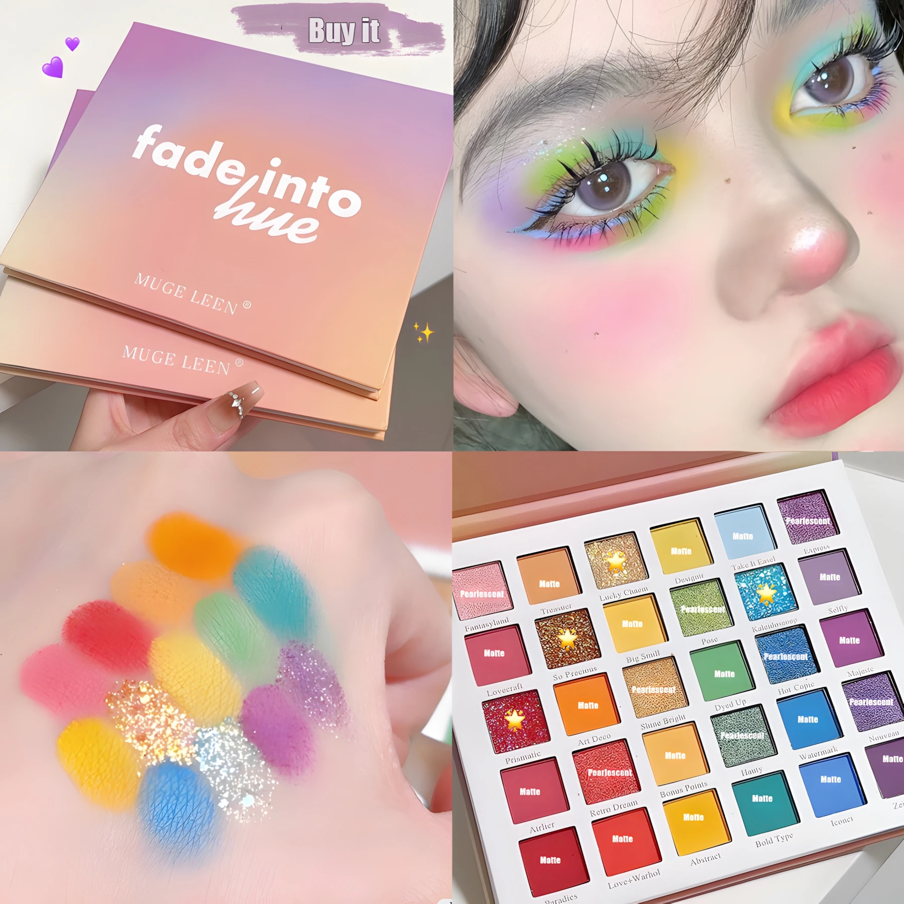 30 Colors Eyeshadow Palette With Matte Shimmer Glitter Finish Multicolor Highly Pigmented Long Lasting Waterproof Eyeshadow Kit