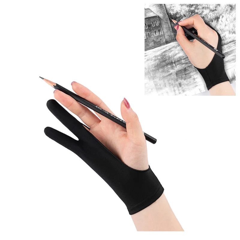 Anti-touch Two-Finger Hand Painting Gloves For Tablet Digital Board Screen Touch Drawing Anti-fouling Oil Painting Art Supplies