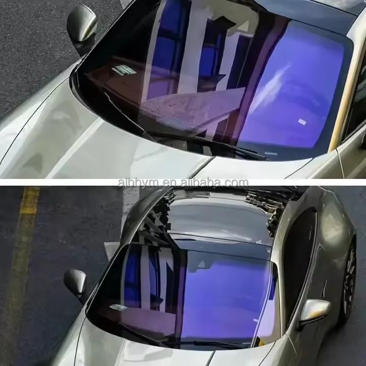 جودة عالية 70% VLT 99% UV السائل الإمبراطوري الأرجواني الزجاج الأمامي طبقة حماية السيارات الحرباء الأرجواني الشمس التحكم نافذة الأفلام