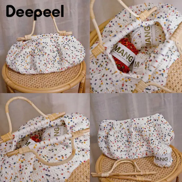 2Pcs Deepeel D-shaped Ring Rattan Bags Handles Bamboo Purse Frames Sewing Brackets Handmade DIY Bag Handle Sew Kit Accessories