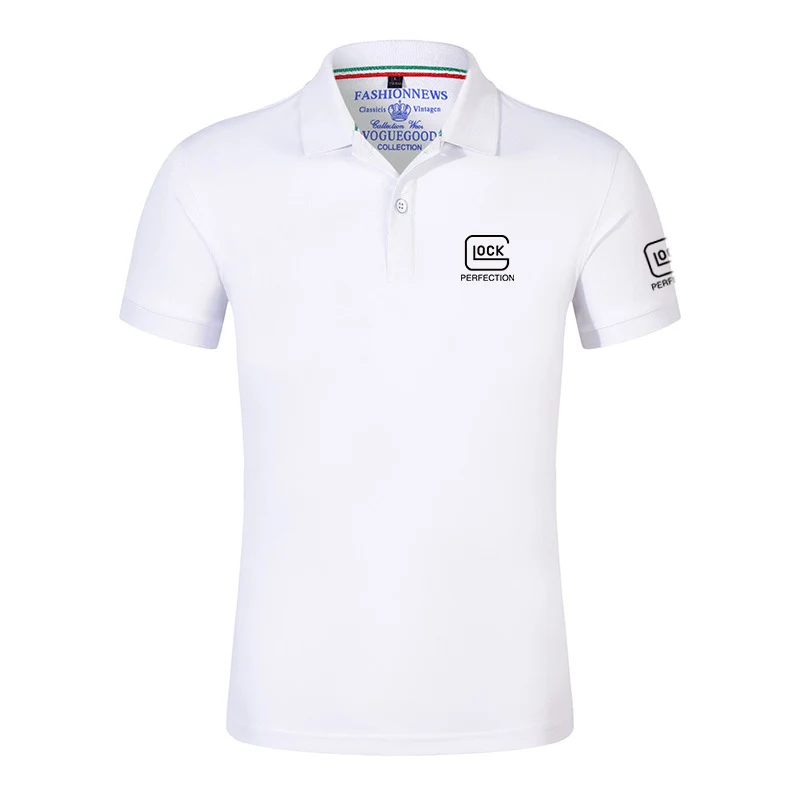 Glock Perfection Shooting New Design letnie męskie koszulki polo z krótkim rękawem popularne casualowe bawełniane koszulki z klapą odzież męska
