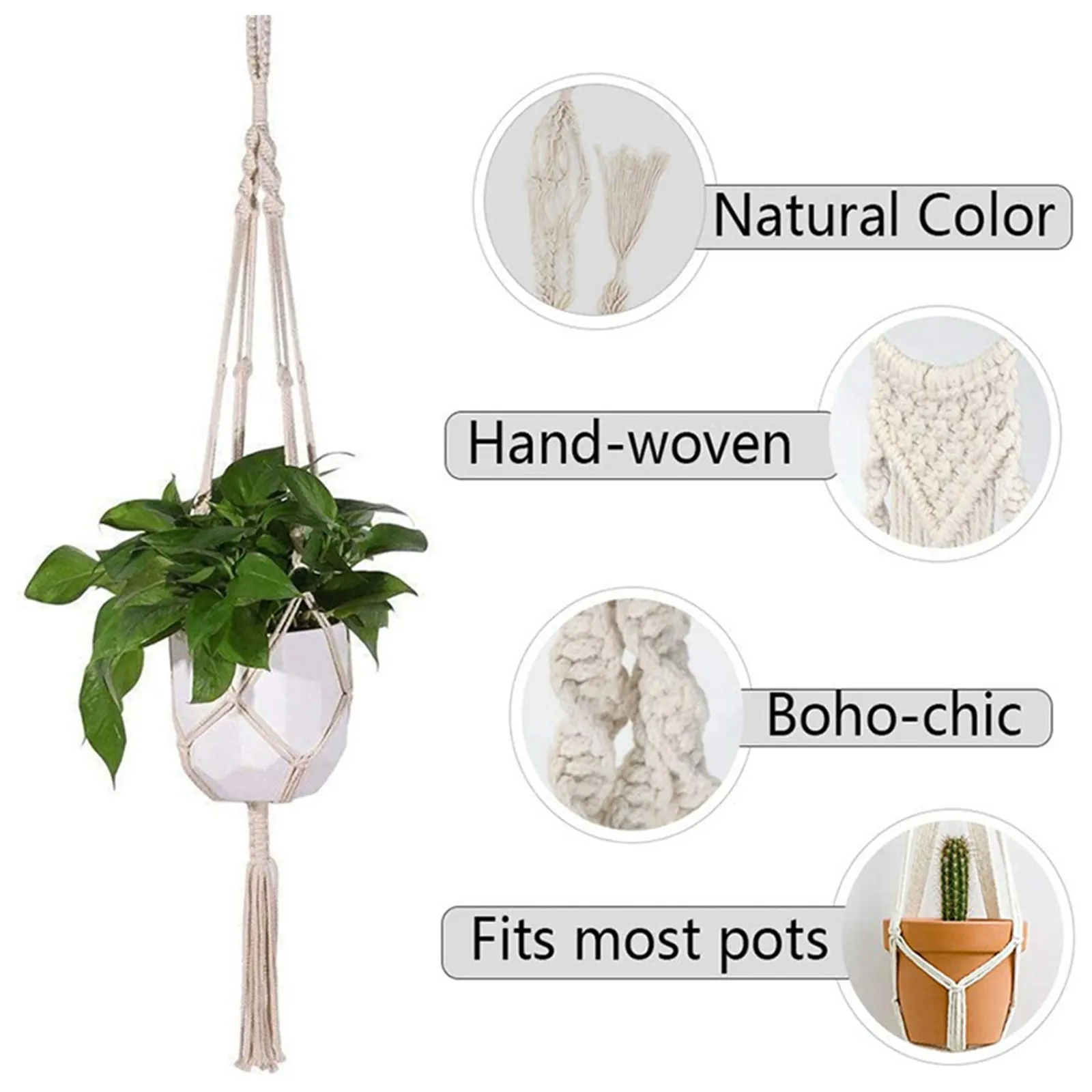 Creative Hemp Rope Preparation Of Flower Pots Gardening Plant Hanging Basket Decorative Accessories Flower Pots Storage Stand