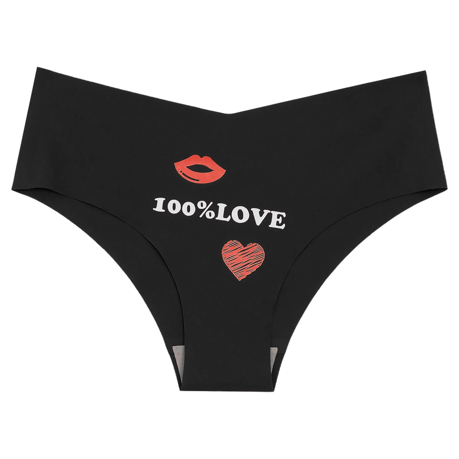 

#S-XL Women Seamless Underwear Hearts Lips Print Fun Flirty Underwear Sexy Bachelorette Party Briefs Lingerie Nightwear Panty