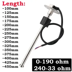 Car Boat Fuel Level Sensor for 0~190 ohm/240-33 ohm Water Level Sensor with 150 200 250 300 350 mm Fuel Sending Unit For Gauge