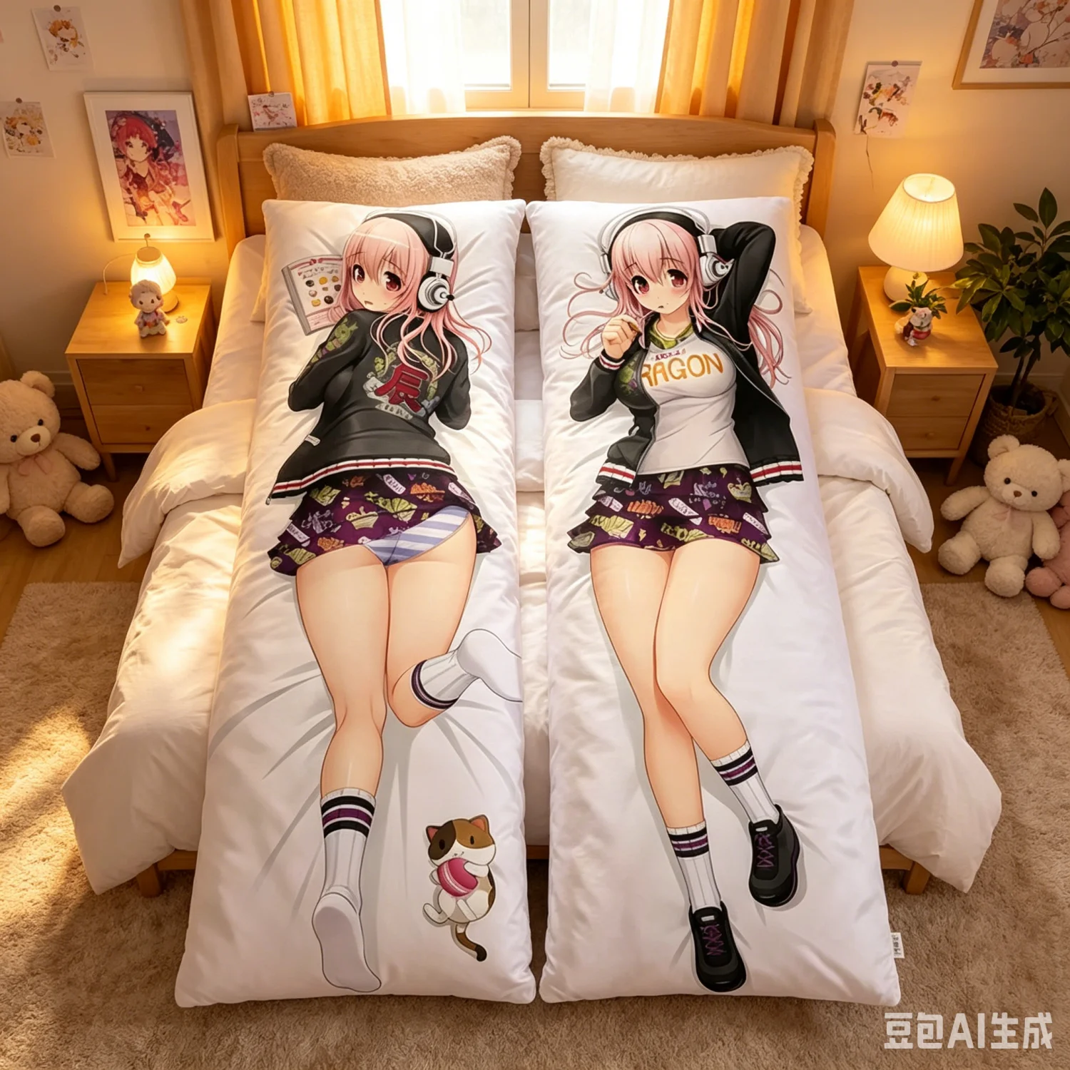 Anime S-Super Sonico Body Pillowcase Double-Sided Print Life-Size Pillow Cover Bedroom Sofa Decorative Sofa Cushion Dakimakura
