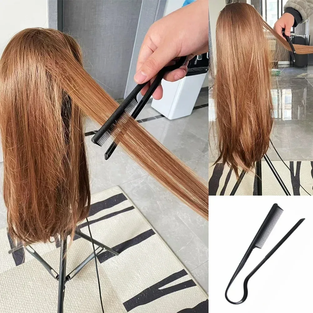 Pente V-Comb para Cabelos Desgrenhados e Alisamento - Ferramenta de Estilização de Cabelo com Clipe Especial para Perucas
