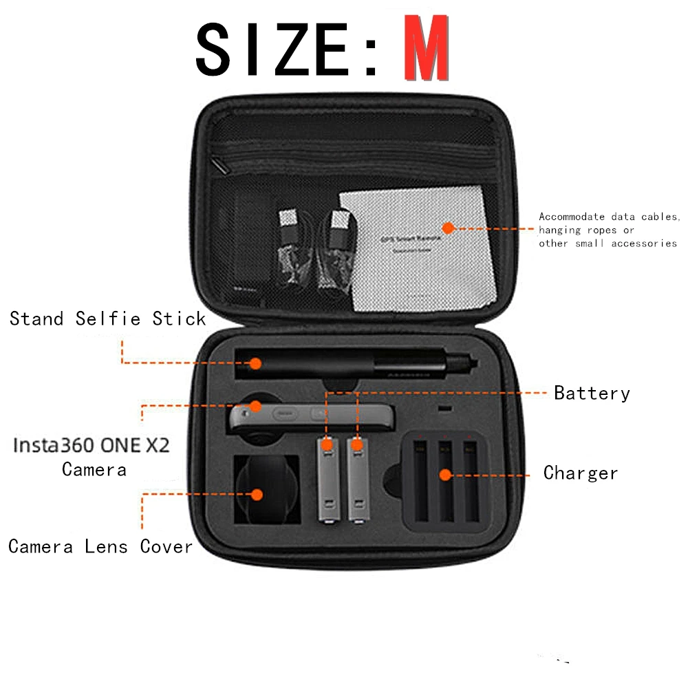 صندوق تخزين EVA عالي الجودة لهاتف Insta 360 One X X2 بسحاب مقاوم للماء والغبار والصدمات حقيبة ملحقات الكاميرا #3