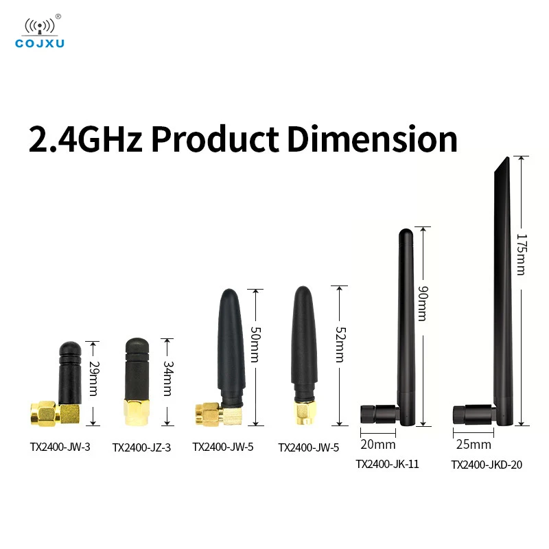 2PCS/Lot 2.4G 5.8G COJXU Antenna Rubber Antenna SMA-J Interface 2dBi 2.4G Rubber Series For Wireless Module Smart Home