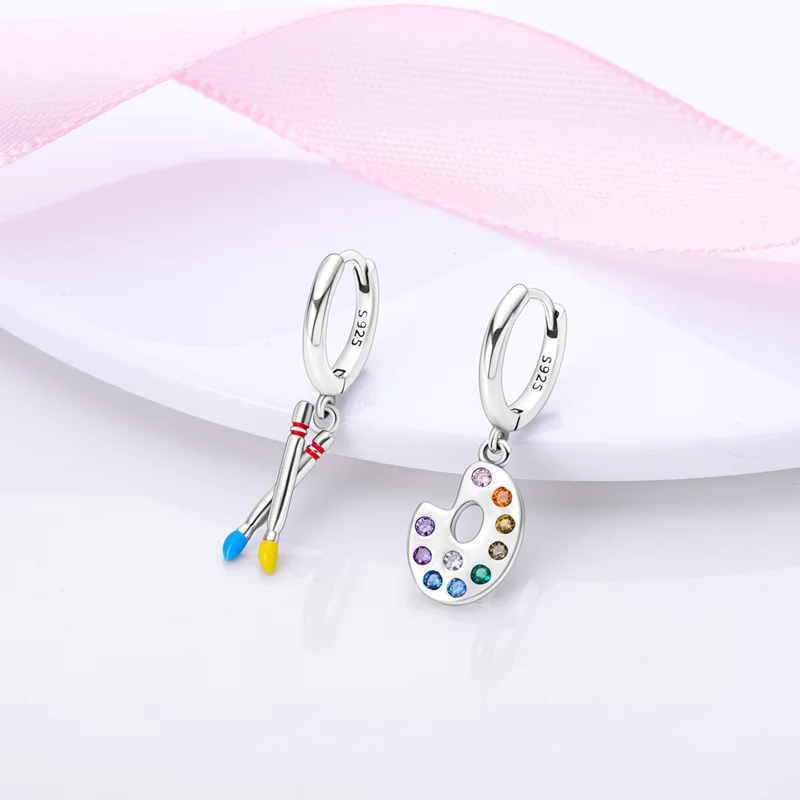 Women Earrings 925 Sterling Silver Colorful Musical Note Art Zircon Drop Earrings For Anniversary Wedding Jewelry Gifts