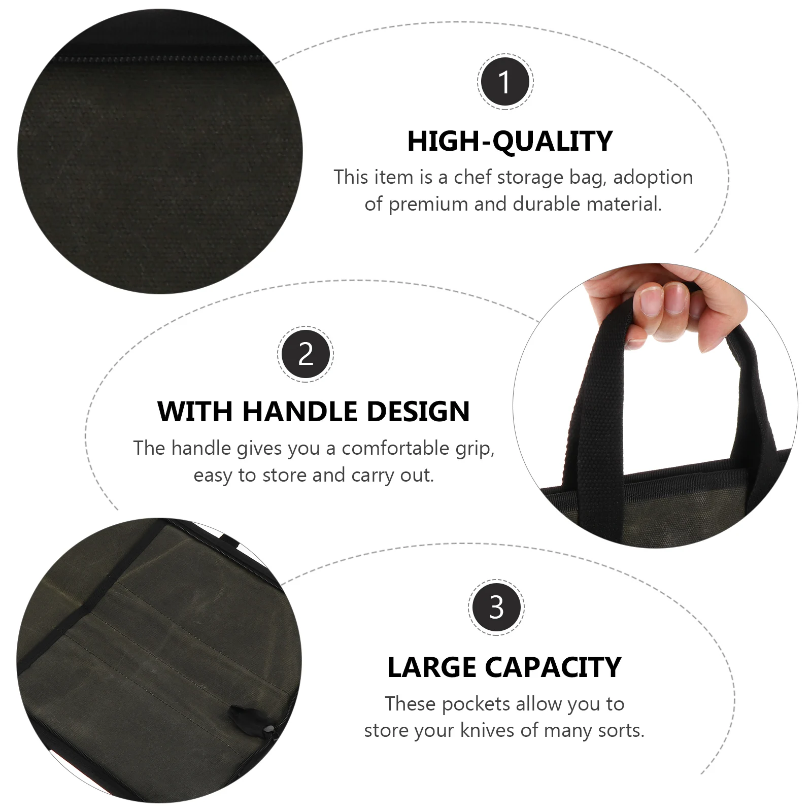 

Knife Storage Bag Tool Organizer Large Capacity Chef Canvas Cutlery Utensil Pouch