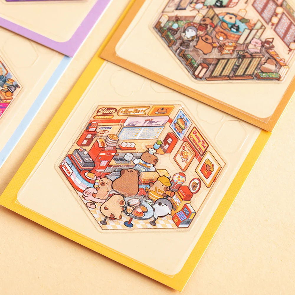 1PC miniatuur scènestickers, Capibala Cartoon schattige ministickers