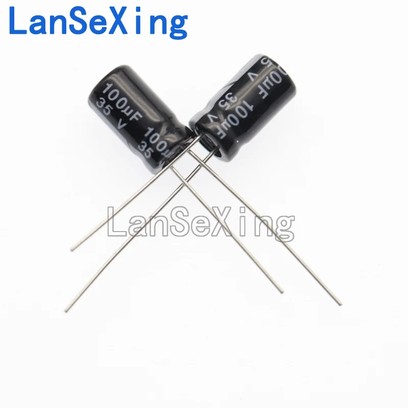 Capacitor eletrolítico com um volume de 6x12mm, 35V, 100uf, 100 micron