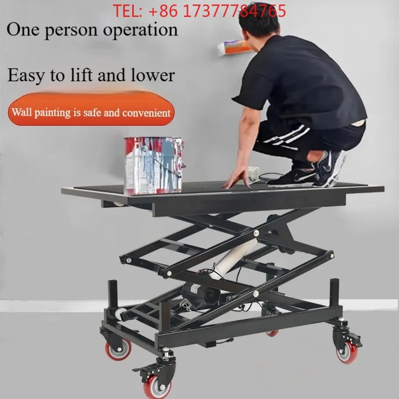 New Lifting Horse Stool Folding Mobile Interior Decoration Tile Trolley Foot Lift Platform With Remote Control