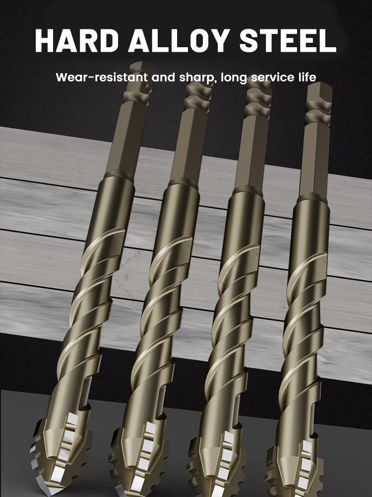 New Four-Flute Sawtooth Eccentric Drill Bit, Cozy Hoome Efficient Drill Bits 6mm/8mm/10mm/12mm