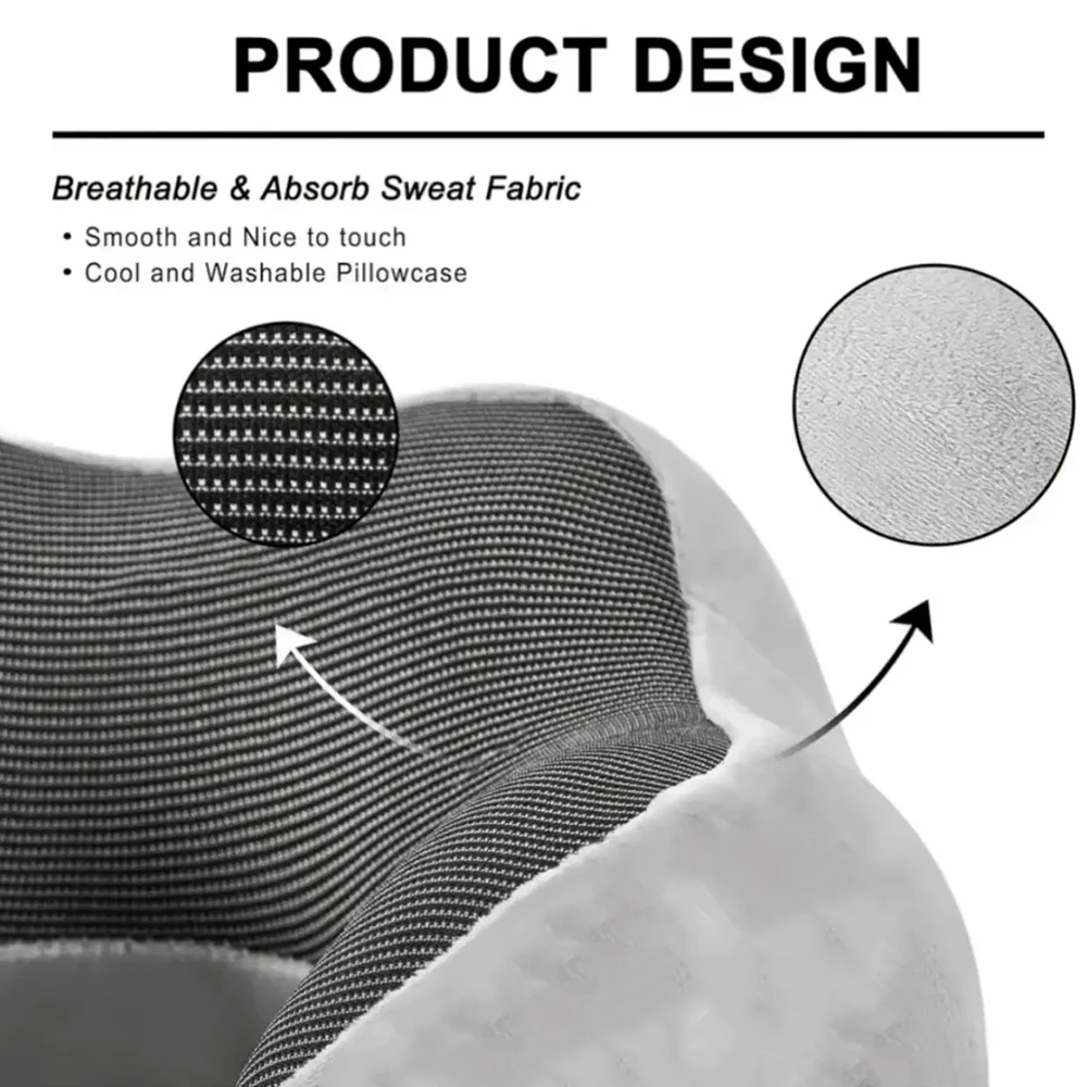 Portátil U Almohada de algodón con memoria, extraíble y lavable, almohada de columna cervical para siesta de viaje en coche y avión