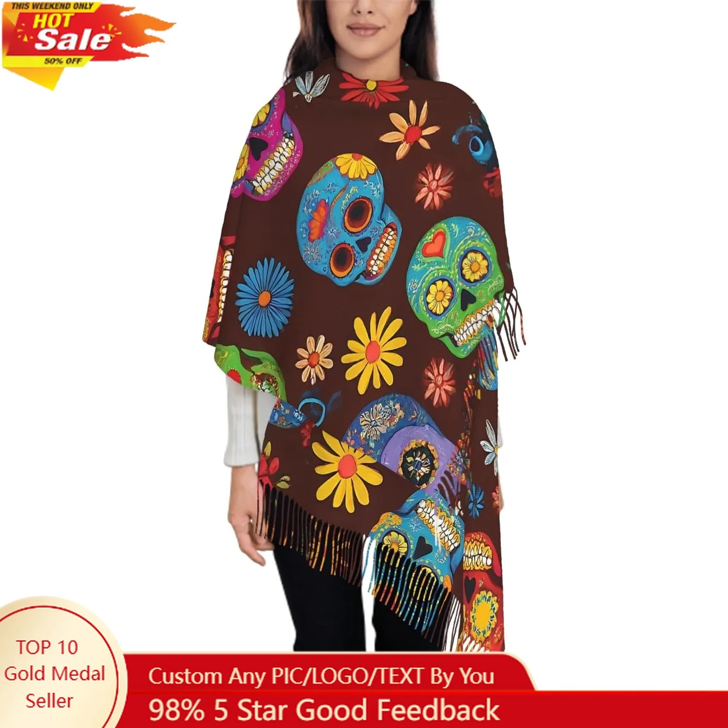 Oversize Scarf for Women Flying Storks Wild Birds Cranes Scarf Tassel Scarves Fall Winter Shawl Wraps-77.6 x 28.3in