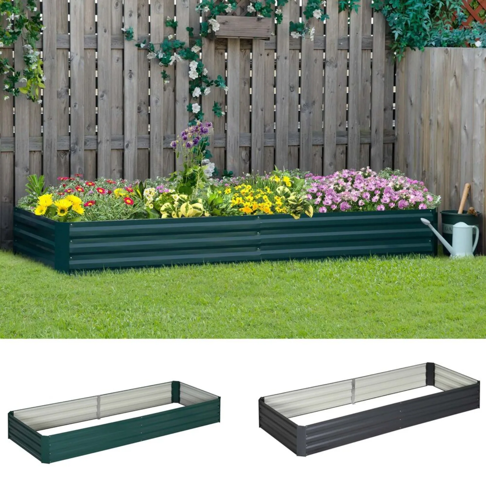 Galvanized Steel Raised Garden Bed Elevated Planter Box Easy DIY and Cleaning United States